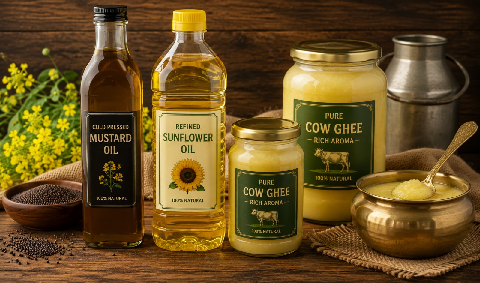 Mustard Oil and Pure Cow Ghee Variety Split